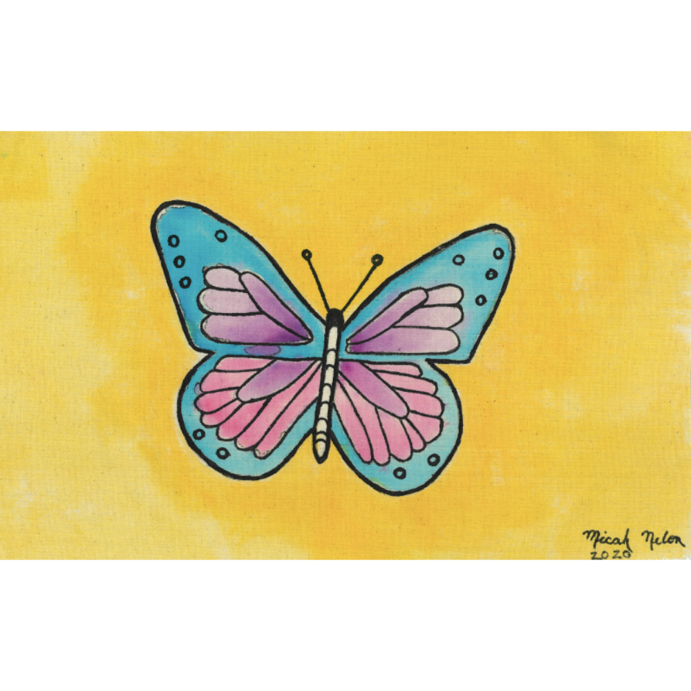 Turquoise and purple Butterfly Batik Print